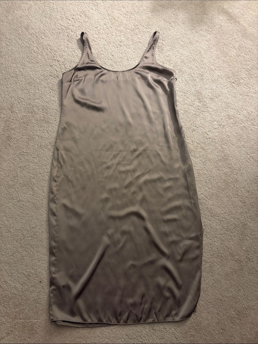 Abercrombie faux silk slip dress. Size large. Muted Champaign gold color.